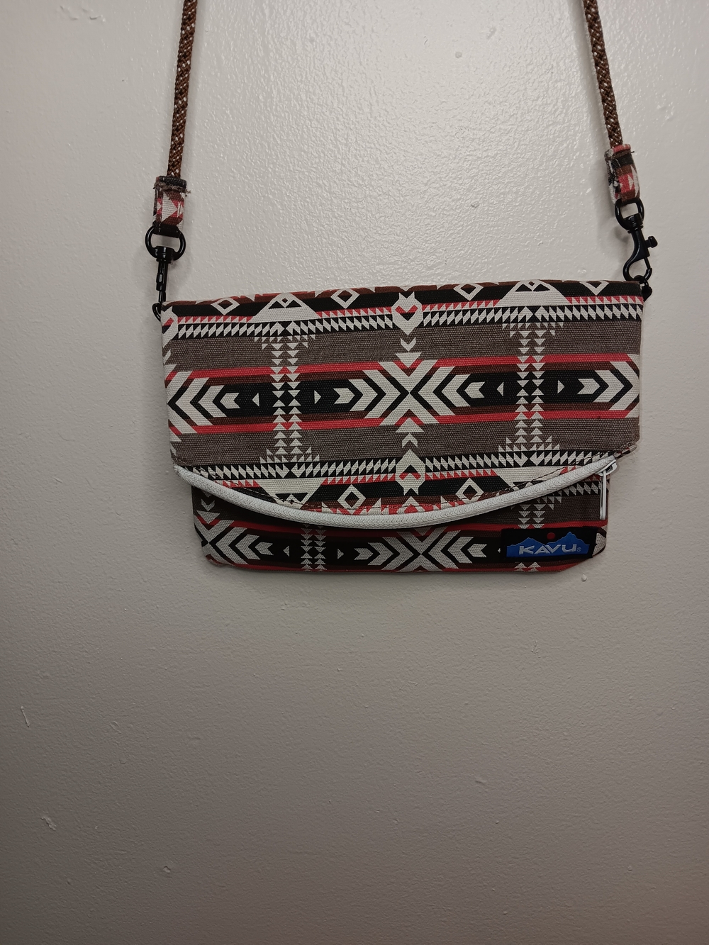 KAVU Women’s Crossbody Bag - Tribal Print Red & Brown